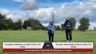 Live Cricket Match  Canadian Stallions Cricket Club T30 First vs Toronto Diamonds Cricket Club T [upl. by Eneleahcim961]