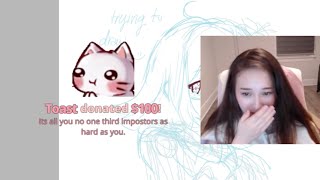 TinaKitten gets emotional after Disguised Toast 100 donation 100k followers amp chat love [upl. by Garber]