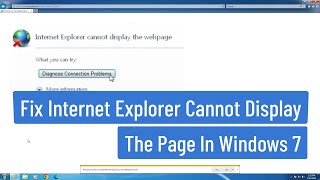 ✅ Fix Internet Explorer cannot display the page  🌐 Windows 7 Diagnose connection problem Solved [upl. by Eniamreg]