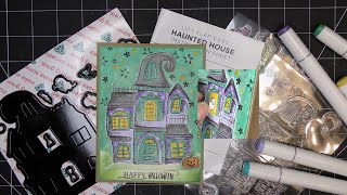 Diamond Press quotHaunted Housequot Lift Flap Card Stamps and Dies Kit Review Tutorial Super Cute [upl. by Hamon213]