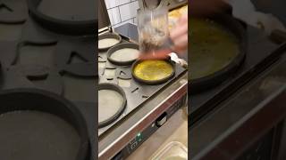 Demonstration of egg making at bagel shop bagel eggs fastfood [upl. by Rosenbaum]