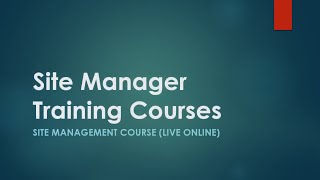 Site Manager Training Courses [upl. by Syned]