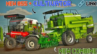 Purchasing New Combine  New Model 855  Cultivator with link  Fs22 Indian Tractor Mod [upl. by Eseela357]