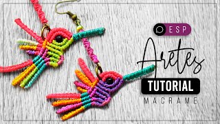 Aros Colibrí Reciclados » 🌈 tutorial  como hacer aros de hilo  diy ● Earrings 180 [upl. by Flemming]