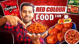 Eating only RED Colour Food For 24 Hours  Food Challenge  cravingsandcaloriesvlogs [upl. by Lark]