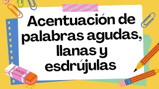 Acentuación de las palabras AGUDAS LLANAS y ESDRÚJULAS Vídeos educativos para niños [upl. by Ytok]