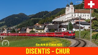 Cab Ride DisentisMustér  Chur along Switzerland’s Grand Canyon RhB train drivers view in 4K [upl. by Dlopoel]