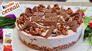 TORTA KINDER CEREALI GOLOSISSIMA SENZA COTTURA  Torta GELATO ricetta facile e veloce in 5 minuti [upl. by Aihset807]