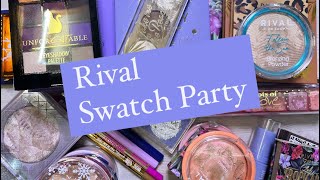 Rival Swatch Party amp Declutter 🤩 Lidschattenpaletten Highlighter Blush Sammlung [upl. by Kissee296]