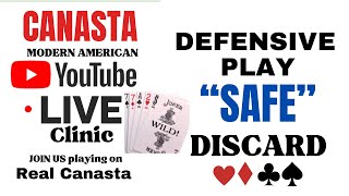 How to play Canasta Modern American DEFENSIVE Play SAFE Discard Strategy Live Clinic 2024 115 ♦️♣️ [upl. by Goldfinch]