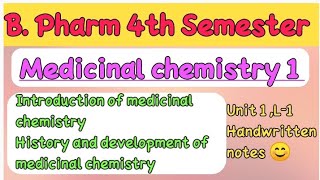 Bpharm Sem 4th Medicinal chemistry 1 U1 introduction history and development of med chemistry [upl. by Ahsian]