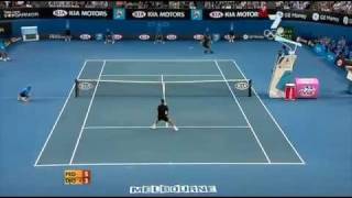 Federer backhand flick pass vs Djokovic  Australian Open 08 [upl. by Ahsenak]