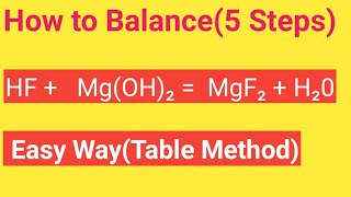 HF  MgOH2  MgF2  H20 Balanced EquationHydrofluoric Acid Magnesium Hydroxide Balanced Equ [upl. by Ablasor143]