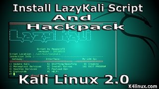 Kali Linux 20 Tutorials  Install Lazykali and Hackpack [upl. by Codie]