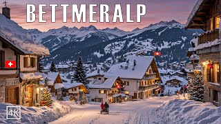 Bettmeralp Switzerland 🇨🇭❄️A Peaceful Christmas Sunset Walk in the Swiss Alps 4k❄️ [upl. by Ilohcin]