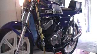 1978 RD400 Cafe motorcycle with motocarrera GP pipes 100 watt chinoy electrical [upl. by Dualc987]