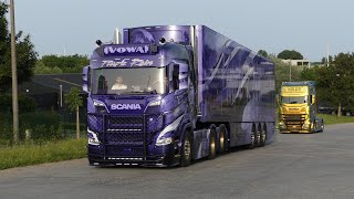 Ciney Truckshow 2022  truck arrivals  The most beautiful trucks in Europe open pipes Scania V8 [upl. by Ahseital]