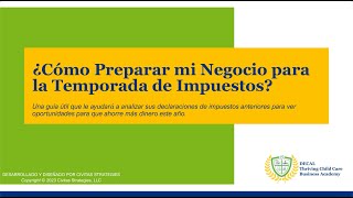 ¿Cómo Preparar mi Negocio para la Temporada de Impuestos [upl. by Shargel]