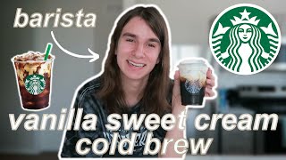 How To Make A Starbucks Vanilla Sweet Cream Cold Brew At Home  by a barista [upl. by Ivel]