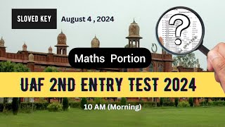 Uaf 2nd entry test 2024  Maths Answer Key [upl. by Florry]