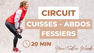 Circuit CUISSES ABDOS FESSIERS  20 min pour un corps TONIQUE [upl. by Eanyl457]