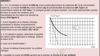 Cinétique Chimique Exercice 1 partie 1 tableau davancement et réactif limitant [upl. by Erina622]