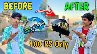 Helmet Modification In Just 100 Rs  Helmet Wrap  Make Your Helmet Glossy Black In Just 100 Rs [upl. by Awe]