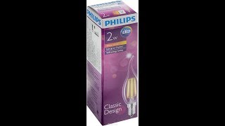 Лампа светодиодная Philips quotLED candlequot цоколь E14 2W 2700K [upl. by Azrim]