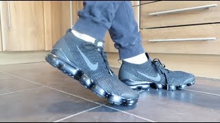 NIKE AIR VAPORMAX FLYKNIT 3 TRIPLE BLACK REVIEW UNBOXING ON FEET [upl. by Broddie]