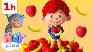 Apples and Bananas and More Kids Songs  ONE HOUR  HeyKids Nursery Rhymes [upl. by Eiramllij]