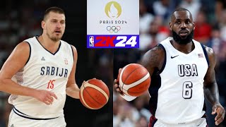 SERBIA vs USA  FULL GAME  Basketball Olympic Paris 2024  NBA 2K24 [upl. by Akirdnas]