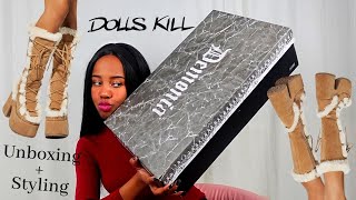 Unboxing Dolls Kills Brown Pure Vigilance Platform Boots  How to style them [upl. by Ayela]