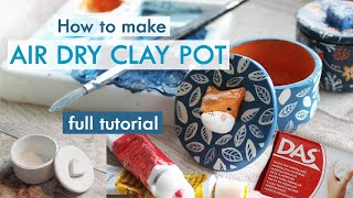 Air Dry Clay  HOW TO MAKE A TRINKET POT amp ILLUSTRATE IT [upl. by Aticnemrac903]