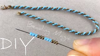 Double Spiral Beaded Rope Tutorial How to Make a Beaded Chain [upl. by Lam3]