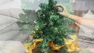 2FT Mini Christmas Tree Small Christmas Tree Prelit with Lights Light Up Tabletop Christmas ad [upl. by Gladis]