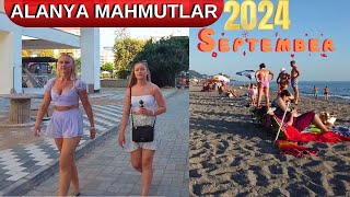 Alanya Mahmutlar street amp beach 2024 september  alanya antalya turkey travel turkey holiday 4k [upl. by Zetram]