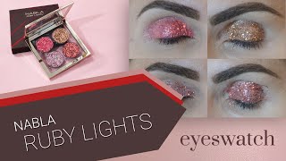 NABLA RUBY LIGHTS Eyeshadow Palette  all swatches on eyelids without filters [upl. by Inerney970]