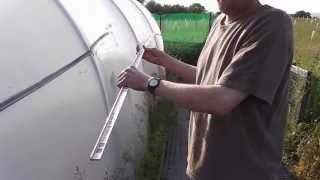 How to make a cheap simple and easy polytunnel gutter water collecting device [upl. by Bettye]