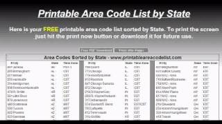 Printable Area Code List [upl. by Elay391]