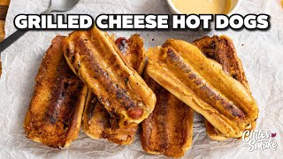 Grilled Cheese Hot Dogs are INSANE  Weber Slate Griddle [upl. by Fabrienne798]