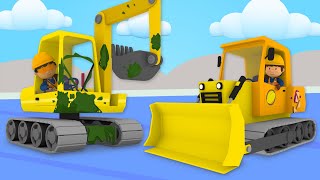 Big Trucks and Tractors at Carls Car Wash  Cartoons for Kids [upl. by Cilo]