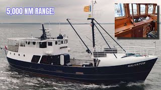 €495K LongRange Custom Steel Converted Trawler Yacht FOR SALE [upl. by Jurkoic460]