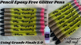 Pencil Epoxy Free Glitter Pens Using Crystalac Grande Finale 20  Teck Wrap Craft Vinyl Decal [upl. by Gabe]