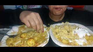 mukbang eating fried potato maggi and aloo dahi rice salad eating asmr trending food [upl. by Tiffany]