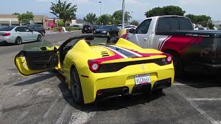 Yellow Ferrari 458 Speciale Aperta w startup [upl. by Agnesse]