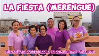 La Fiesta Merengue Line Dance  Choreo by Jun Andrizal INA amp Tri Artiyanti INA  June 2023 [upl. by Emmit]