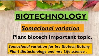 Somaclonal variation  Definition HistoryReasontypes application in hindi and english [upl. by Nauwaj]