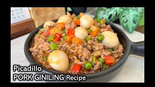 How to cook Ginisang Pork Giniling Recipe  PORK PICADILLO WITH QUAIL EGG [upl. by Nettirb]