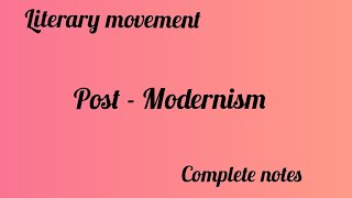 Post Modernism as a Literary movement [upl. by Preston]