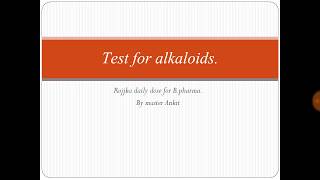 Tests for alkaloids [upl. by Eelik184]